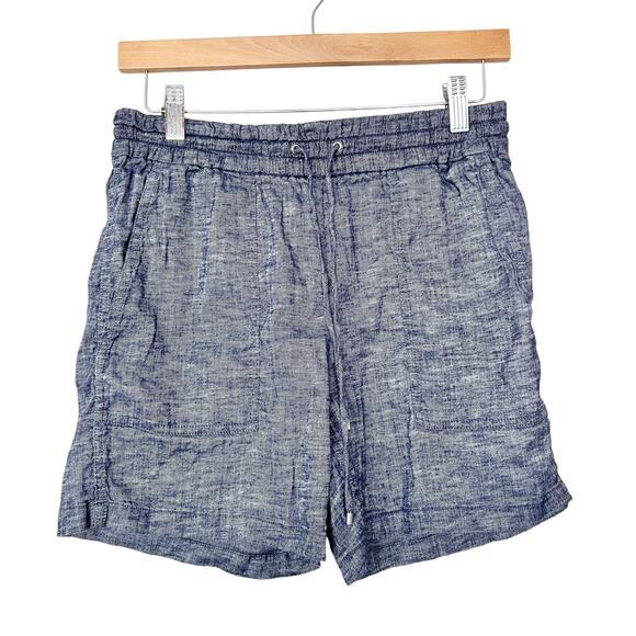 Theory Pants - Theory Blue Linen Blend Tierra Wash Drawstring Shorts Sz 0